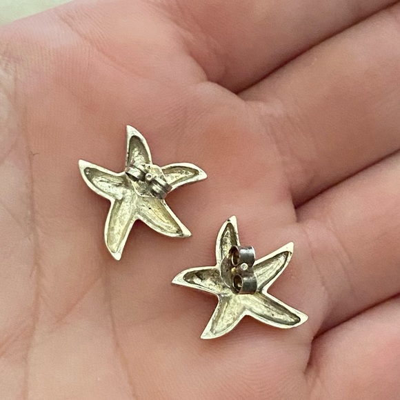 Sterling Silver Starfish Earrings - Picture 2 of 12